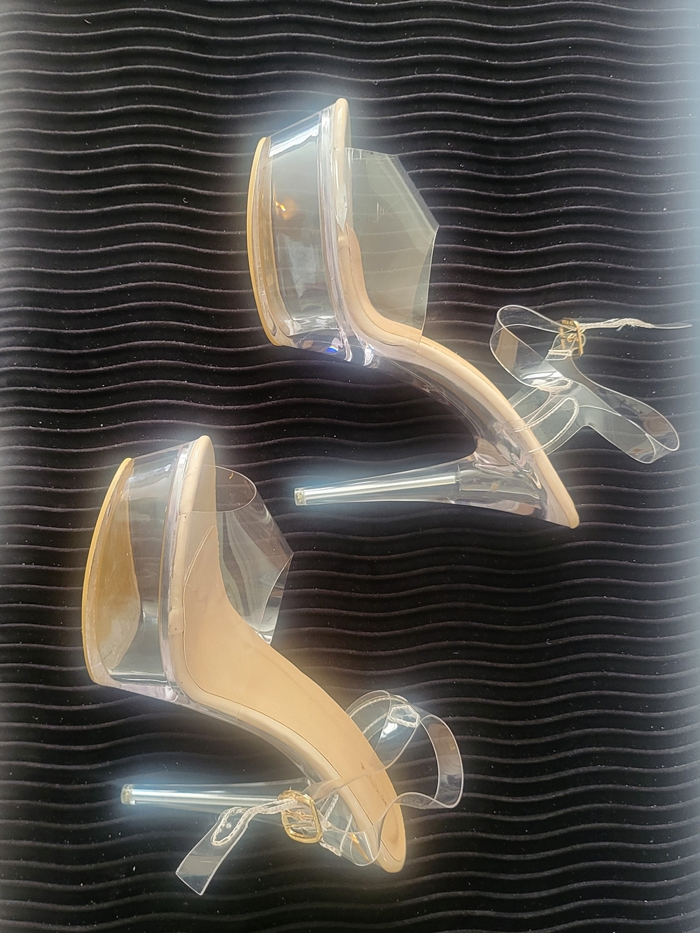 Transparent Platform Stiletto Heels with Nude Trim